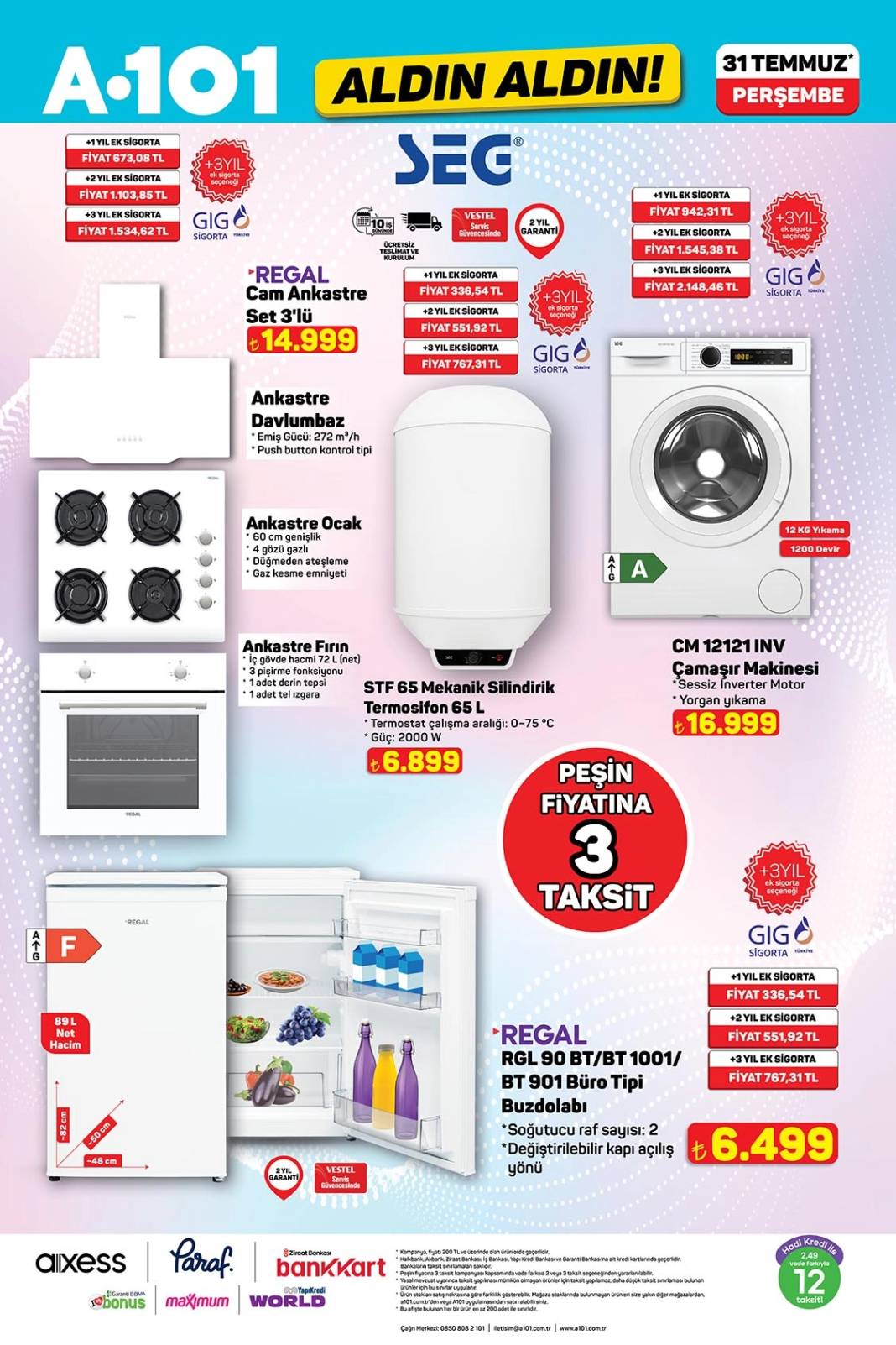 A101 Peşin Fiyatına 3 Taksitle Ankastre Seti ve Beyaz Eşya Satacak! A101 31 Temmuz Aktüel Kataloğu! 5