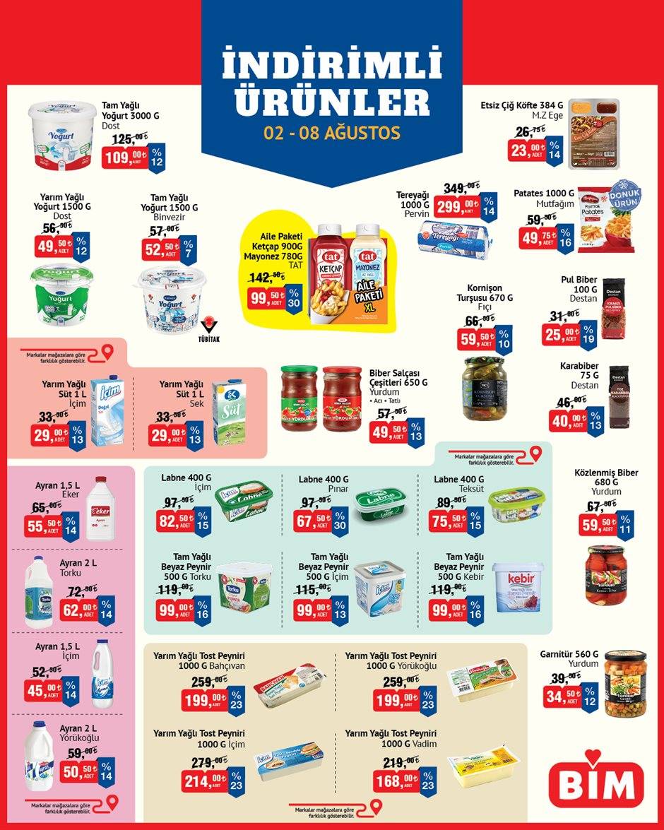 BİM’de Et, Süt ve Bakliyat Ürünlerine İndirim Geliyor! BİM 6-8 Ağustos Aktüel Kataloğu! 1
