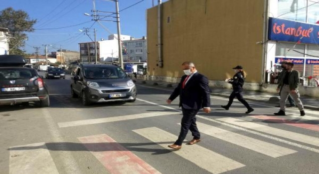 Şarköy Kaymakamı Kılınçkaya’dan ’yaya önceliği’ denetimi