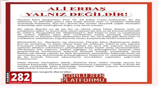 ÇORLU STK PLATFORMU  BASIN AÇIKLAMASI
