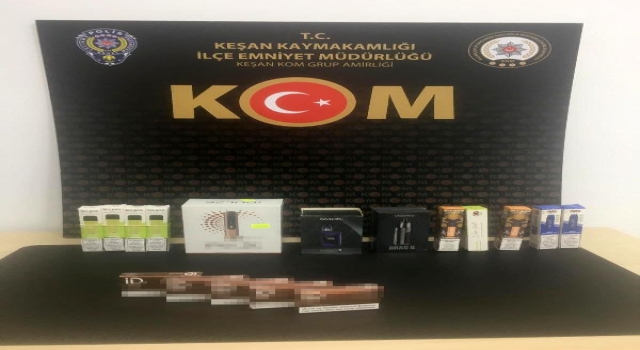Keşan’da bir iş yerinde elektronik sigara ele geçirildi