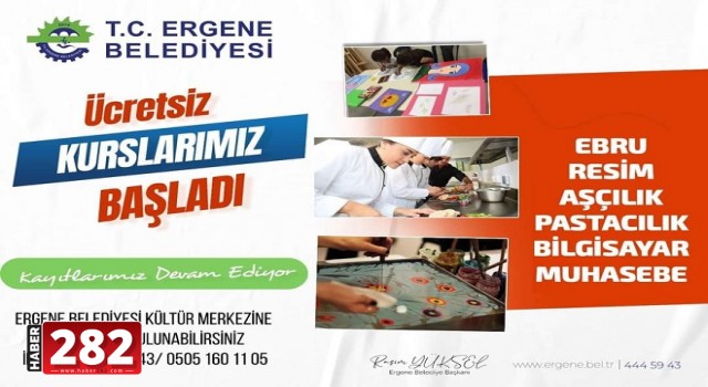 Ergene Belediyesinin Yeni Dönem Kurs Kayıtları Başladı