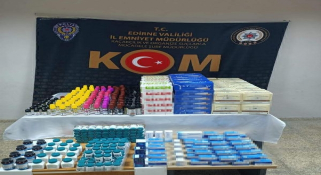 Edirne’de, kaçak tütün ve vücut geliştirme hapları ele geçirildi