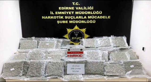 Edirne’de, TIR’da 39 kilo skunk ele geçirildi