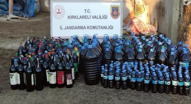 Kırklareli’nde yılbaşı öncesi 5 bin 745 litre sahte içki ele geçirildi