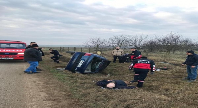 Lüleburgaz’da şarampole devrilen otomobilde 3 kişi yaralandı