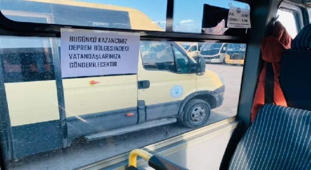 Lüleburgazlı minibüsçüler, 1 günlük kazançlarını depremzedelere bağışladı