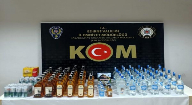 Edirne’de 112 şişe kaçak içki ele geçirildi