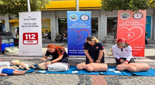 Edirne’de ilk yardımın önemi, kalabalık caddede uygulamalı anlatıldı