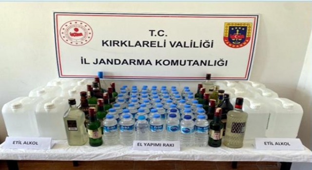 Kırklareli’de 140 litre sahte içki ele geçirildi