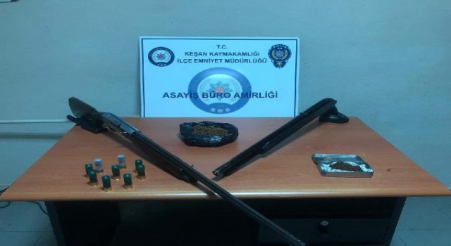 Evinde silah ve uyuşturucu ele geçirilen şüpheliye tutuklama