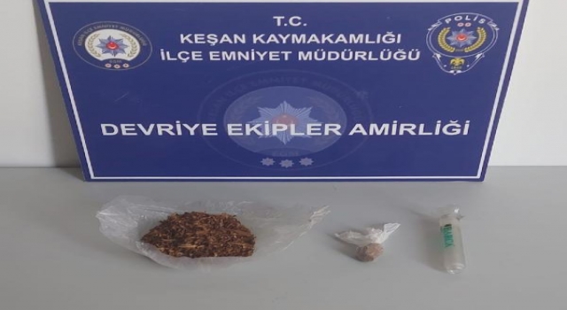 Edirne’de üzerinde uyuşturucuyla yakalanan şüpheliye gözaltı