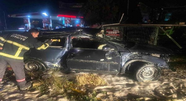 Lüleburgaz’da takla atan otomobil yandı: 1 yaralı