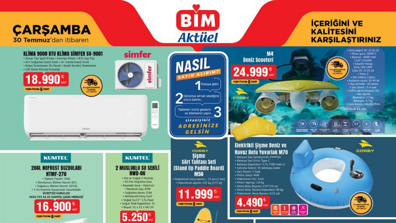 BİM Peşin Fiyatına 6 Taksitle Klima Satacak! BİM 30 Temmuz Aktüel Kataloğu!