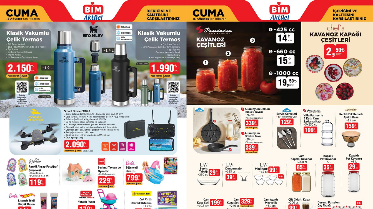 BİM’e Stanley Çelik Termos ve Smart Drone Geliyor! 15 Ağustos BİM Aktüel Kataloğu!
