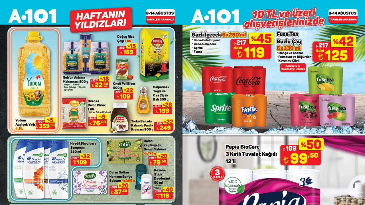 A101’e Yüzde 50 İndirim Geldi! 10-14 Ağustos A101 Aktüel Kataloğu!