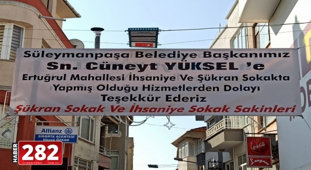 Başkan Yüksel’e pankartlı teşekkür