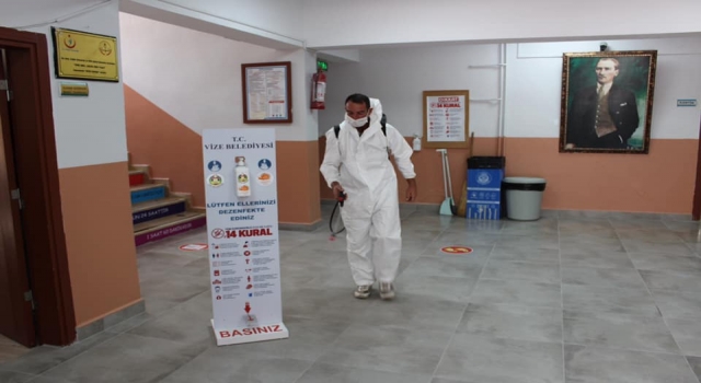 Vize’de okullar dezenfekte edildi