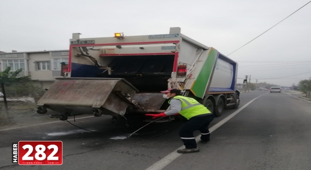 Ergene’de Çöp Konteynerları ve Duraklar Dezenfekte Ediliyor