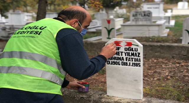 Süloğlu’ndaki mezar taşlarında bakım ve yenileme çalışması