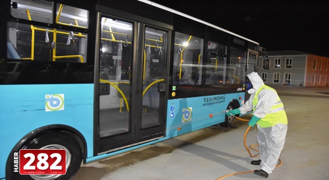 Tekirdağ'da toplu taşıma araçları dezenfekte edildi