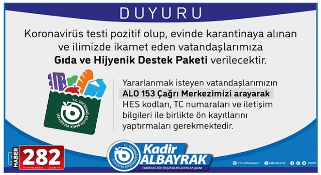 Büyükşehir Belediyesi Kovid-19 Karantinasına Alınan Vatandaşların Yanında