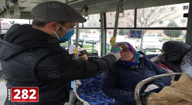 Genel Tekirdağ'da toplu taşıma araçlarındaki şoför ve vatandaşların ateşleri ölçülüyor
